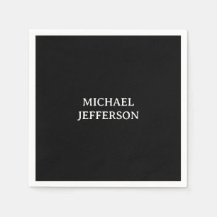 Elegant Plain Black White Personalised Custom Napkin