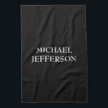 Elegant Plain Black White Personalised Custom Tea Towel<br><div class="desc">You say a black background wouldn't be good? Think again. Black is always the colour of taste and nobility. It is one of the most eye-catching and striking colours throughout history. Why not reflect your own personality and taste to others with this uniquely designed template?</div>