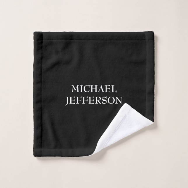 Elegant Plain Black White Personalised Custom Wash Cloth (Wash Cloth)