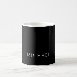 Elegant Plain Black White Personalized Custom Coffee Mug