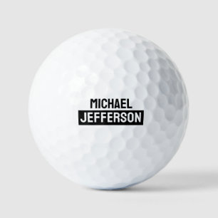 Elegant Plain Black White Personalized Custom Golf Balls