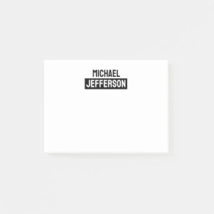 Elegant Plain Black White Personalized Custom Post-it Notes