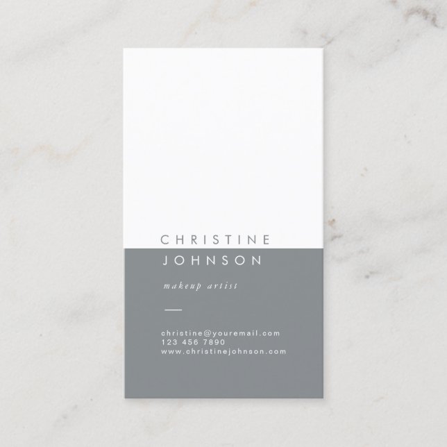 elegant plain grey and white business card (Front)