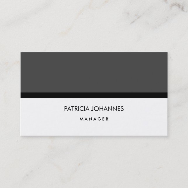 Elegant Plain Grey White Black Professional Business Card (Front)