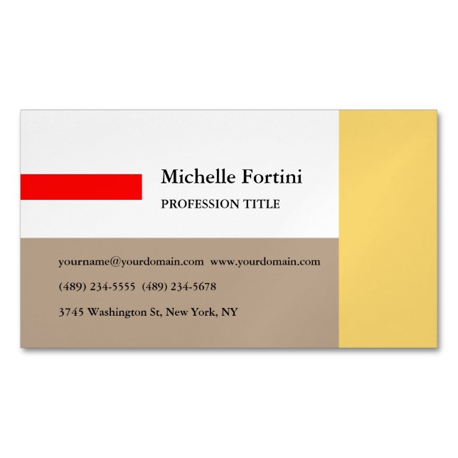 Elegant Plain Minimalist Magnetic Business Card (Front)