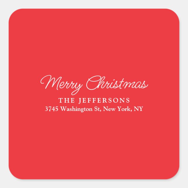 Elegant Plain Minimalist Modern Holiday Season Square Sticker (Front)