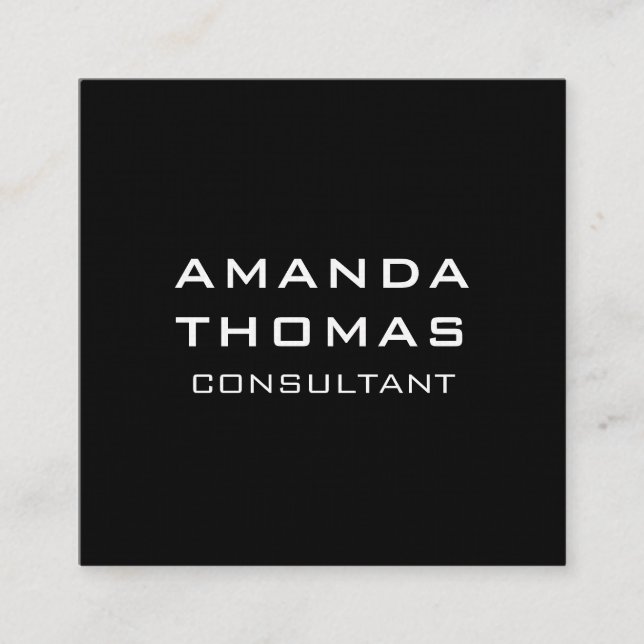 Elegant Plain Modern Minimalist Black Professional Square Business Card (Front)