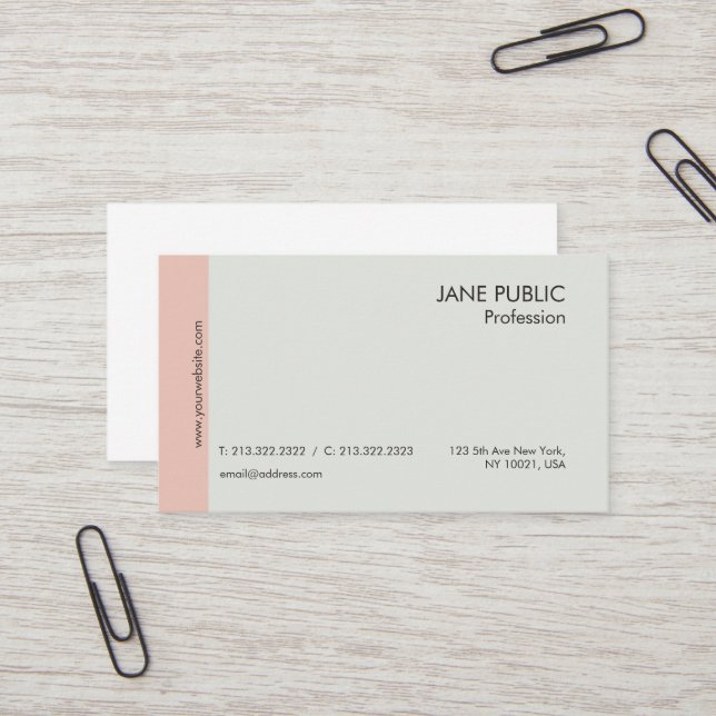 Elegant Plain Modern Professional Chic Beige Business Card (Front/Back In Situ)