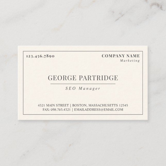 Elegant Plain Professional Business Card (Front)