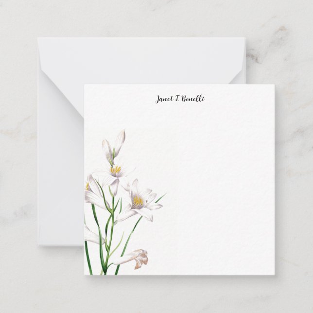 Elegant Plain Professional Calligraphy Floral Card (Front)