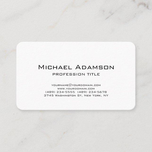 Elegant Plain Simple Black White Minimalist Business Card (Front)