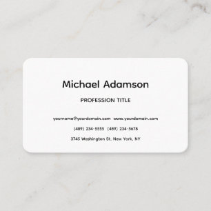 Elegant Plain Simple Black White Minimalist Business Card