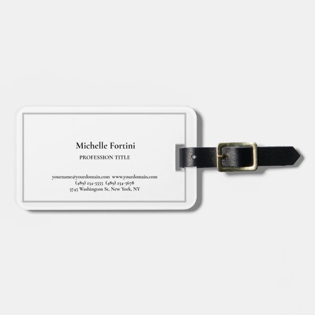 Elegant Plain Simple Minimalist Luggage Tag (Front Horizontal)