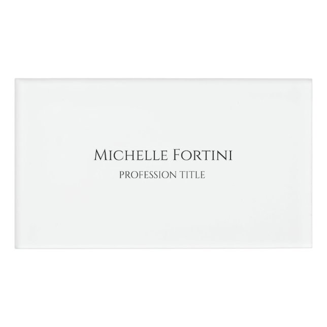 Elegant Plain Simple Minimalist Name Tag (Front)