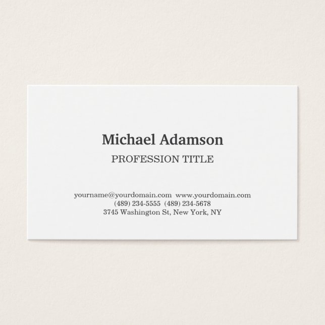 Elegant Plain Simple Minimalist Profile Card (Front)