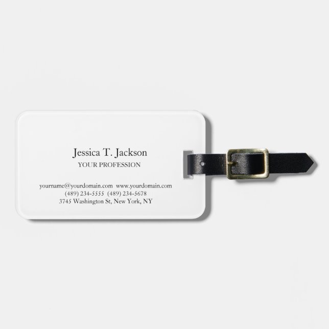 Elegant Plain Simple Professional Luggage Tag (Front Horizontal)