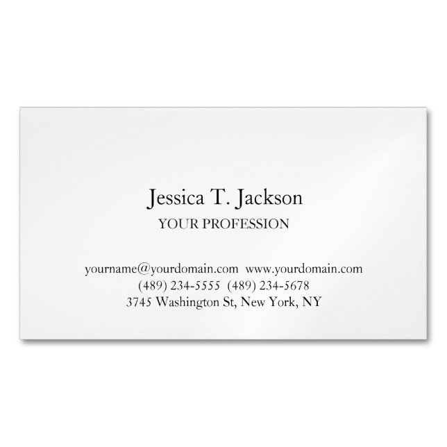 Elegant Plain Simple Professional Magnetic Business Card (Front)