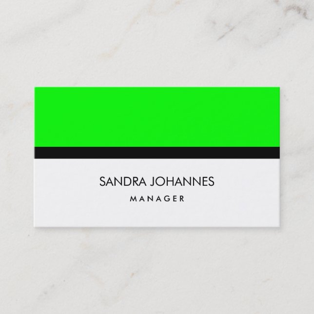 Elegant Plain Style Green White Black Professional Business Card (Front)