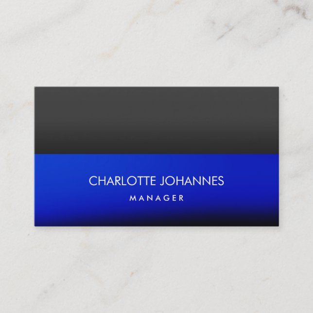 Elegant Plain Stylish Blue Grey Black Professional Business Card (Front)