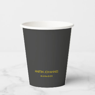 Elegant Plain Stylish Gold Colour Black Custom Nam Paper Cups