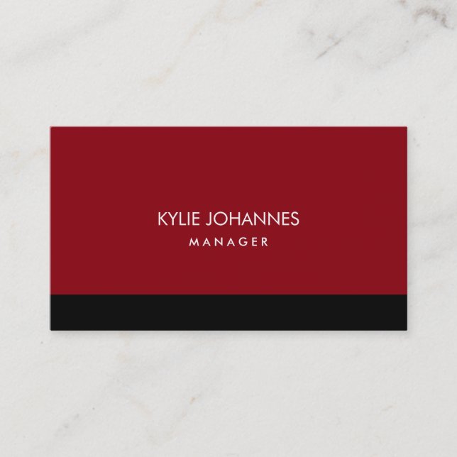 Elegant Plain Stylish Red Black Colour Professiona Business Card (Front)