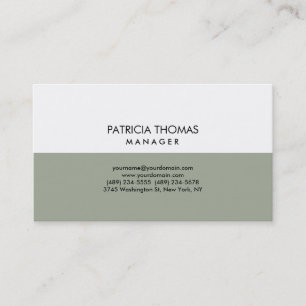 Elegant Plain Stylish White Grey Professional Business Card