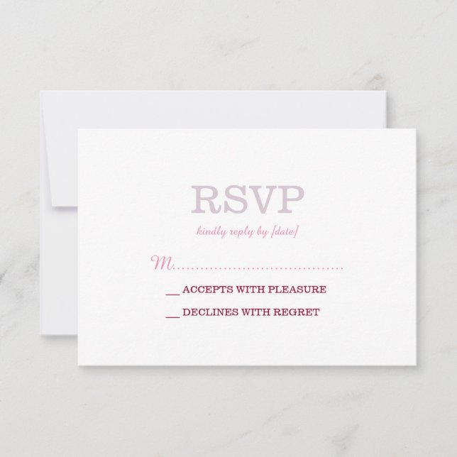 Elegant Plain White Lavender RSVP Card (Front)