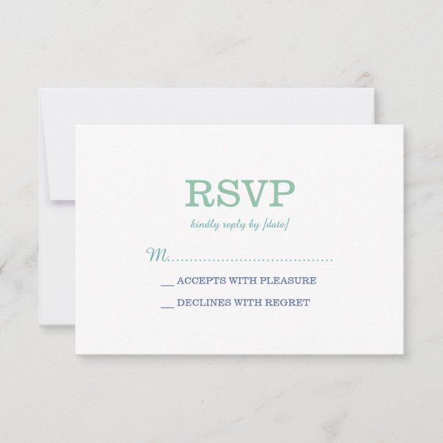 Elegant Plain White Sea Foam RSVP (Front)