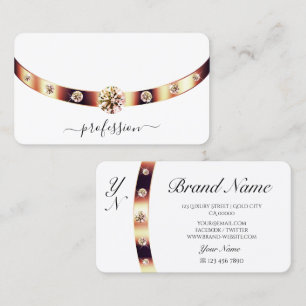 Elegant Plain White with Rose Gold Decor Monogram Business Card