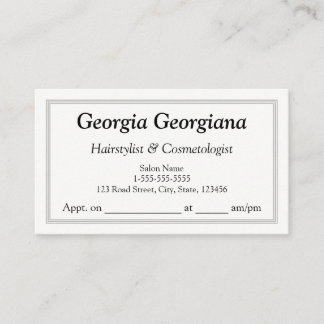 Elegant & Plain, With Triple-Line Border Appointment Card