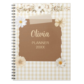 Elegant Planner with Soft Stamp & Rose Accents – C Notebook