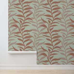 Elegant Plants in Flow XL Mocha Mousse silhouette Wallpaper