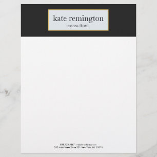 Elegant Plaque on Black Professional Customized Letterhead