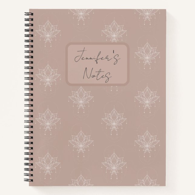 Elegant Plaster Pink Peach Pretty Floral Lotus Notebook (Front)