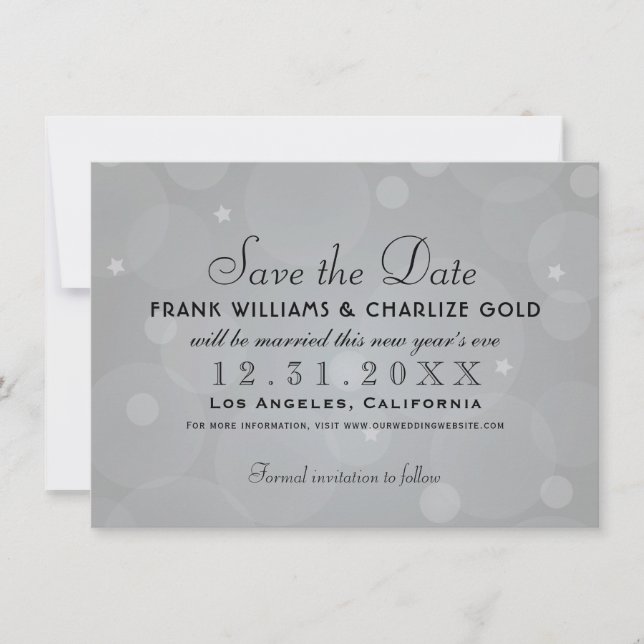 Elegant Platinum Grey Wedding Save The Date (Front)