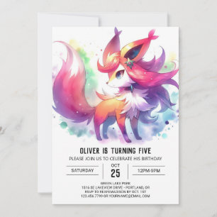 Elegant Playful Fox Birthday Invitation