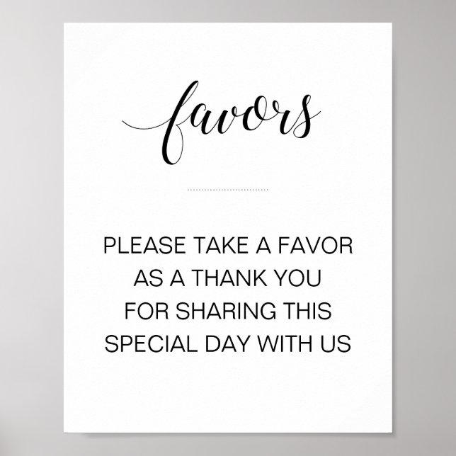 Elegant Please Take A Favour Wedding Sign (Front)