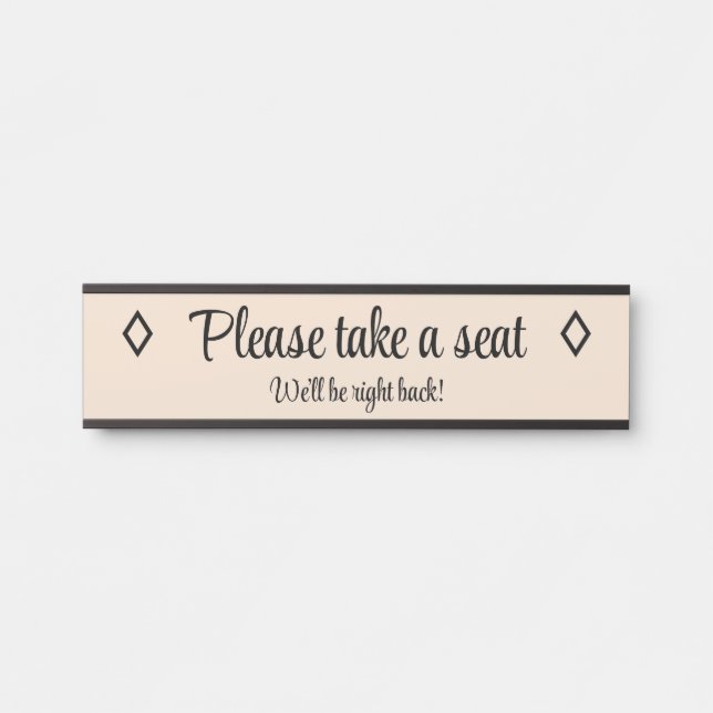 Elegant "Please take a seat" Door Sign (Front)