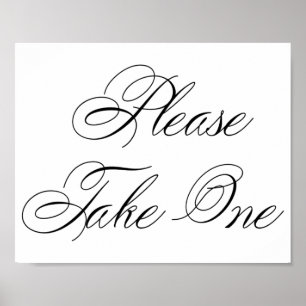 Elegant Please Take One Black Script   Horizontal Poster