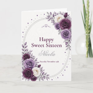 Elegant Plum Amethyst Sweet 16 Card