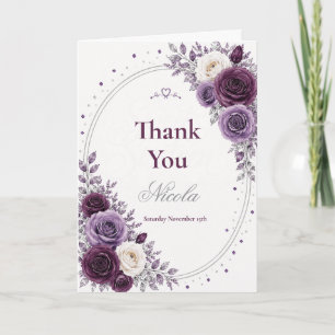 Elegant Plum Amethyst Sweet 16 Thank You Card