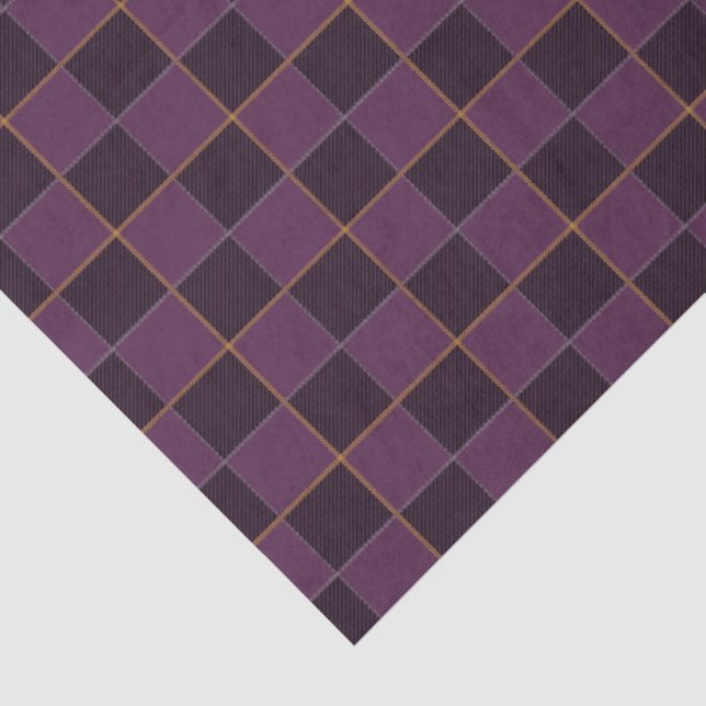 Elegant Plum And Gold Check Tissue Paper (Detail)