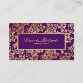 Elegant Plum and Gold Floral Business Card
