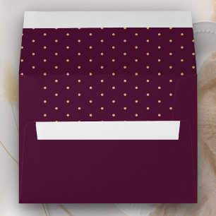 Elegant Plum and Gold Polka Dots Envelope