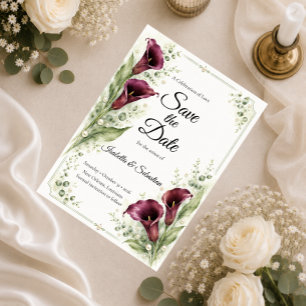 Elegant Plum Calla Lily Romance Wedding Save The Date