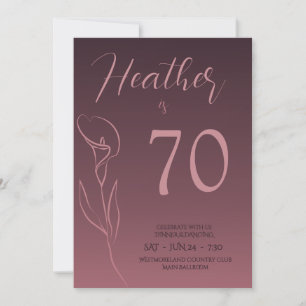 Elegant Plum Floral 70th Birthday Invitation