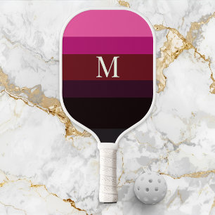 Elegant Plum Fuchsia Colour Block Monogrammed Pickleball Paddle