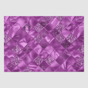 Elegant Plum Glitter Diamond Lattice Pattern Tissue Paper