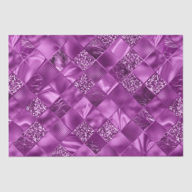 Elegant Plum Glitter Diamond Lattice Pattern Tissue Paper (Front)