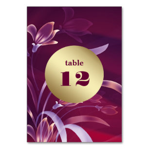 Elegant Plum   Gold FloralTable Number Cards